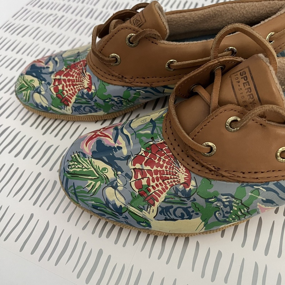 [6] Sperry Women's Boat Beach Seashell Print Waterproof Shoes Loafers Duck Boots